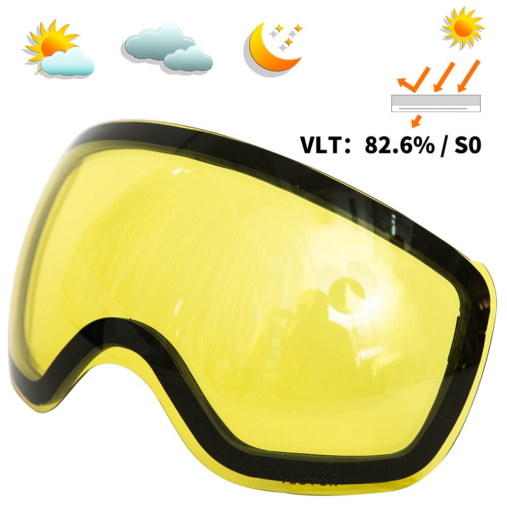 OTG Sci Snowboard A Specchio Magnetico Occhiali Degli Uomini Delle Donne Occhiali Da Sci Maschera UV 400 scarponi da neve Occhiali di Protezione Per Gli Adulti A Doppia Sferica: Only Yellow Lens