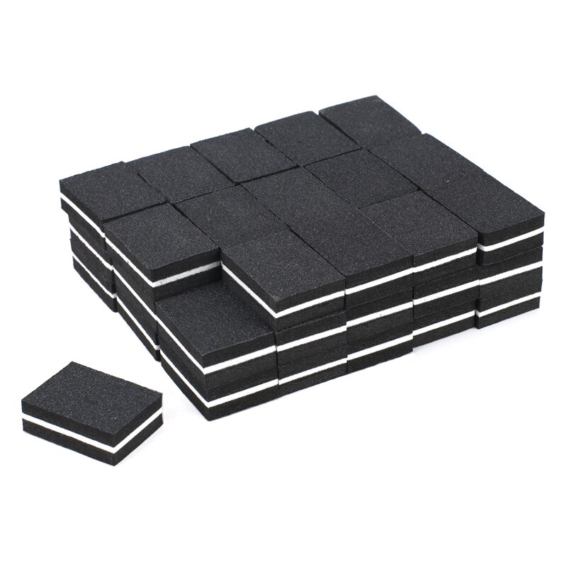 100pcs Mini Nail Buffer Block Sponge Small Nail File Sanding Sandpaper Nail Polish Polisher Nail Art Files Double Side Manicure: Black