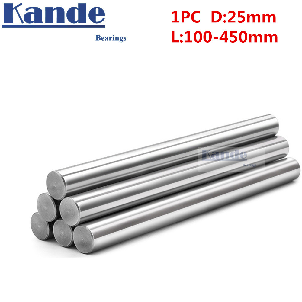 Kande kullager 1pc d :25mm 3d skrivarstång axel 25mm linjär axel 100mm förkromad stång axel cnc delar 100-450mm