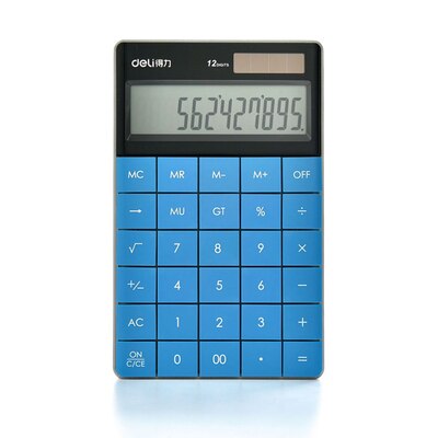 Hotsale calculadora Slim Portable mini 12 digital calculator Solar Energy Tablet buttons keyboard Dual power supply rekenmachine: Blue