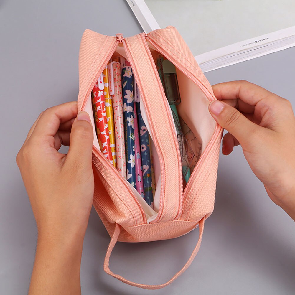 Kawaii Pencil Case Canvas Zipper Large Capacity Cute Pencil Box Portable Storage Bag school supplies Japanese stationery