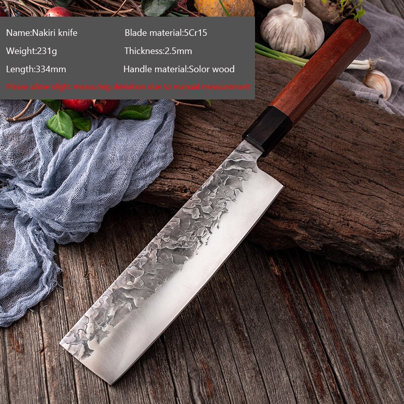 Smeden Japanse Koksmes Carbon Staal Sushi Mes Sharp Nakiri Cleaver Snijden Utility Messen Voor Keuken Koken Gereedschap