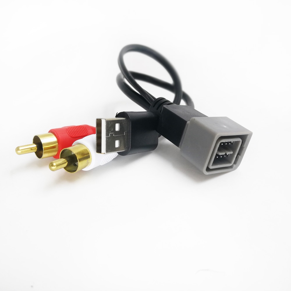 Biurlink Car Factory Stereo USB/RCA Male Port USB RCA Wire For Nissan Qashqai Tenna Grey Port