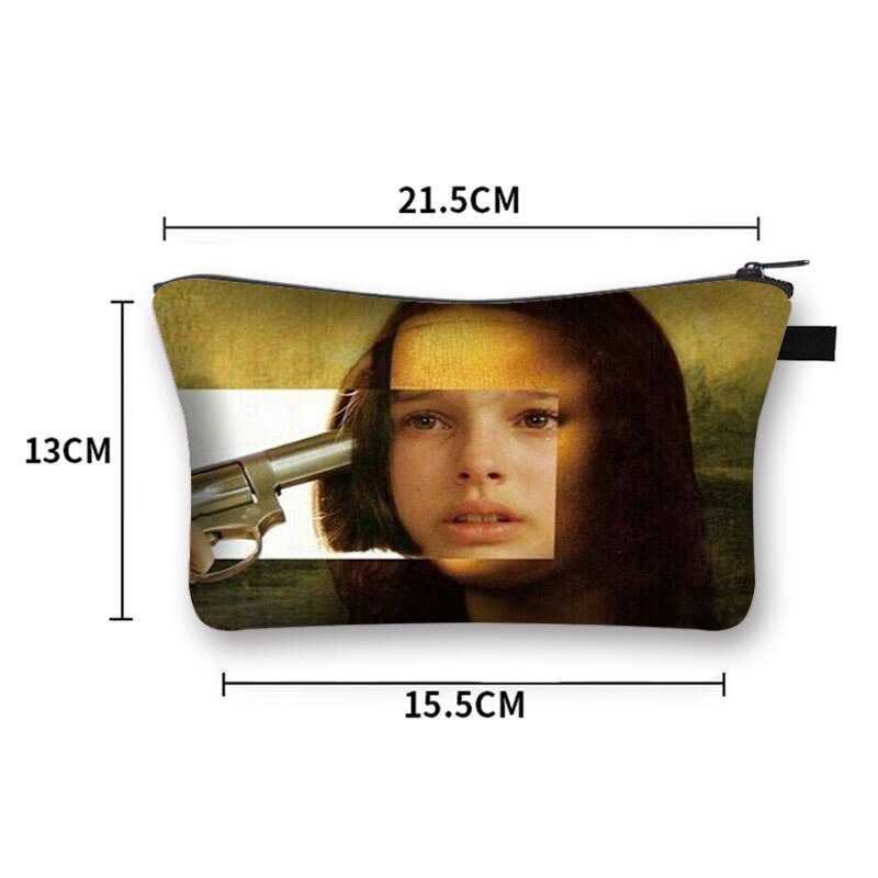 Fun-Bolso de cosméticos spoof Mona Lisa para mujer, neceser de viaje para cosméticos, monedero portátil