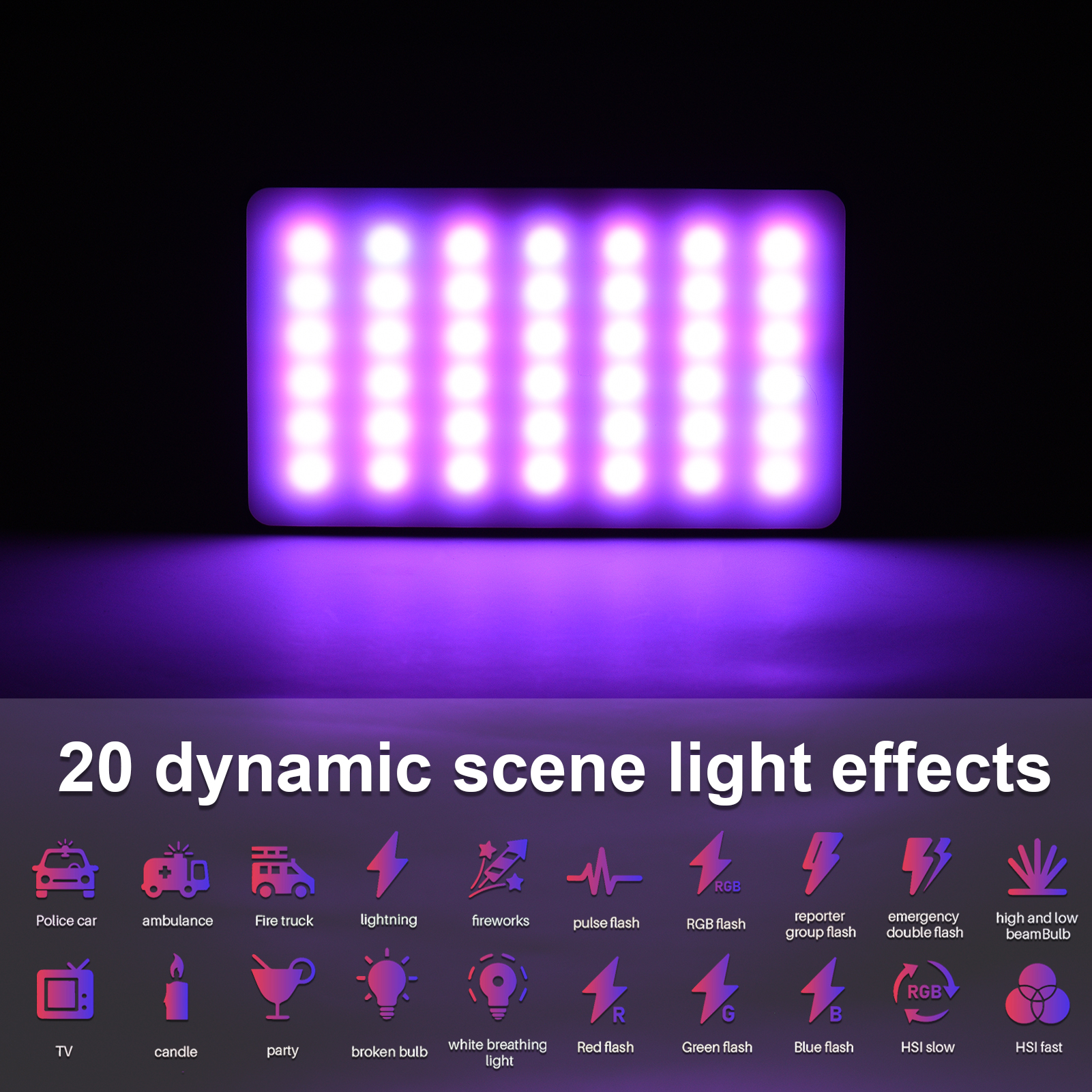 Andoer W140 RGB LED lumière vidéo Rechargeable photographie lumière de remplissage CRI95 + 2500K-9000K réglable avec écran LCD pour Vlog
