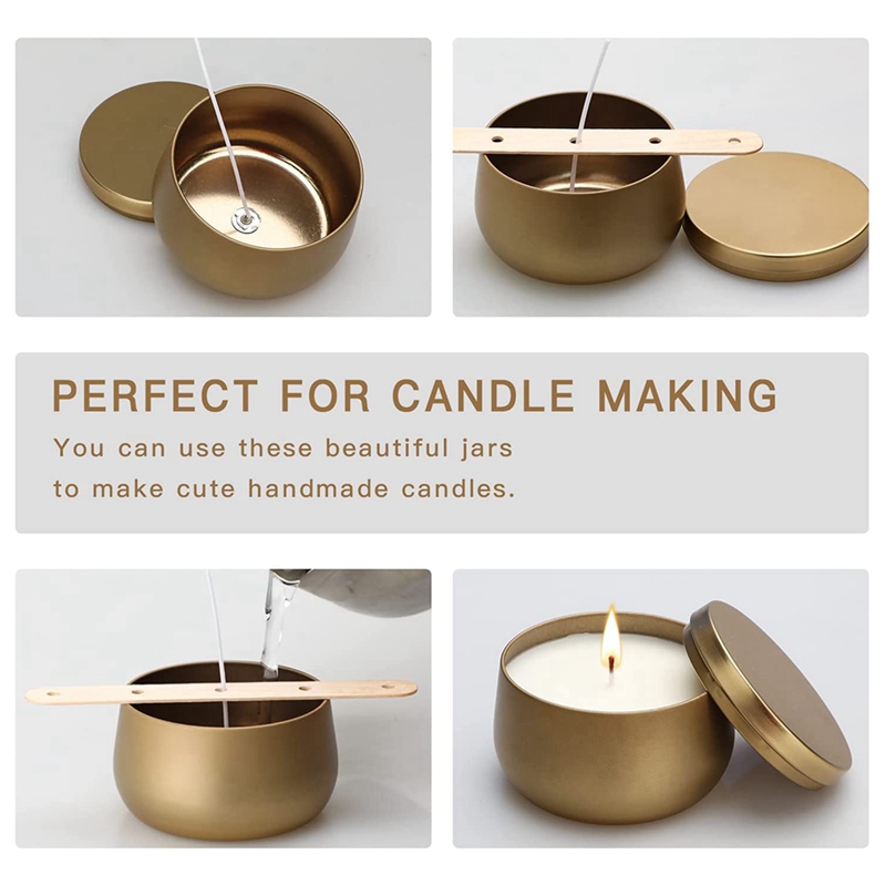 24 latas de lata para velas, contenedor con tapa adecuado para fabricación de velas, almacenamiento de artes y artesanías