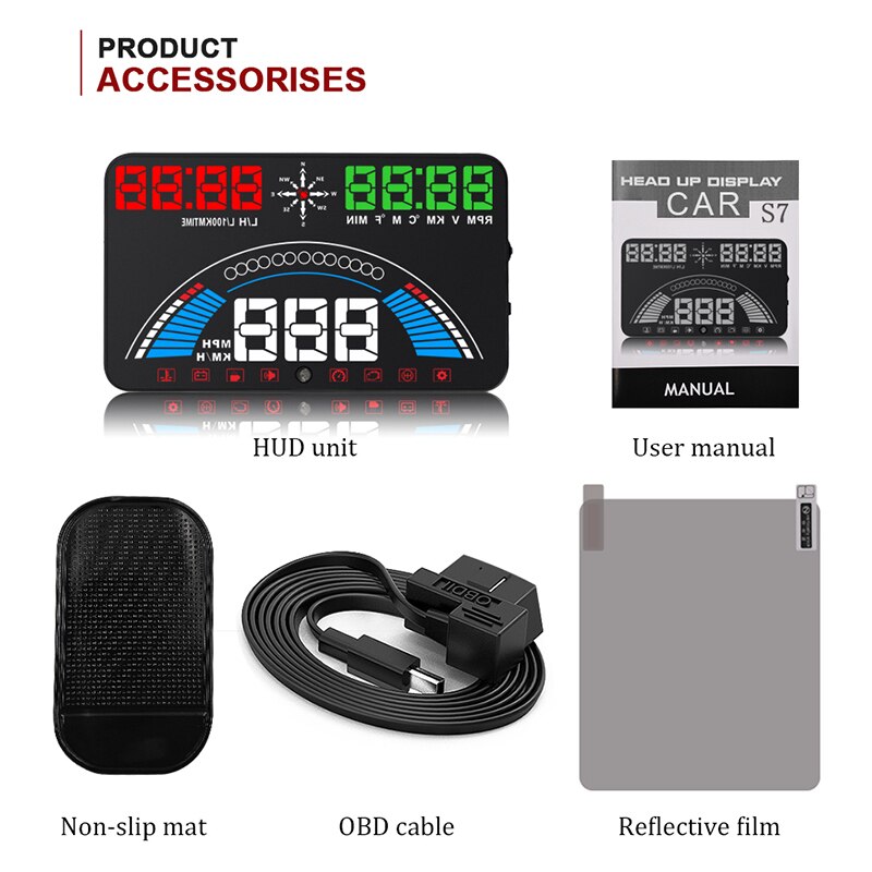 WiiYii S7 HUD head up display car OBD2 GPS temperatura hud speedometer For Auto Accesso electronics Data Diagnostic Tool
