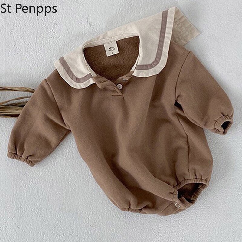 Herbstliche Baby-strampler für kleinkinder (jungen und mädchen), langärmelige baumwoll-Overall Ich bin marineblau-stil, frühlingskleidung für freundlicher