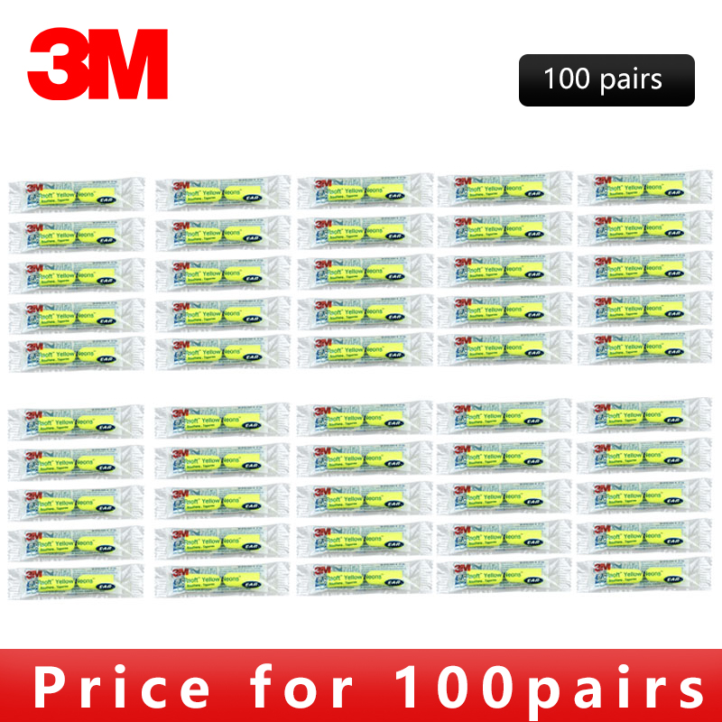 3m kule ørepropper ea-rsoft gul neon 312-1250 elastiske støyreduksjon trådløs nrr :33db/ snr :36db lt086: 100 stk