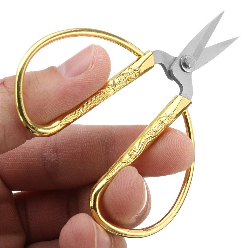 Sharp Stainless Steel Sewing Scissors for Fabric Golden Retro Craft Scissors DIY Sewing Tools Embroidery Scissors