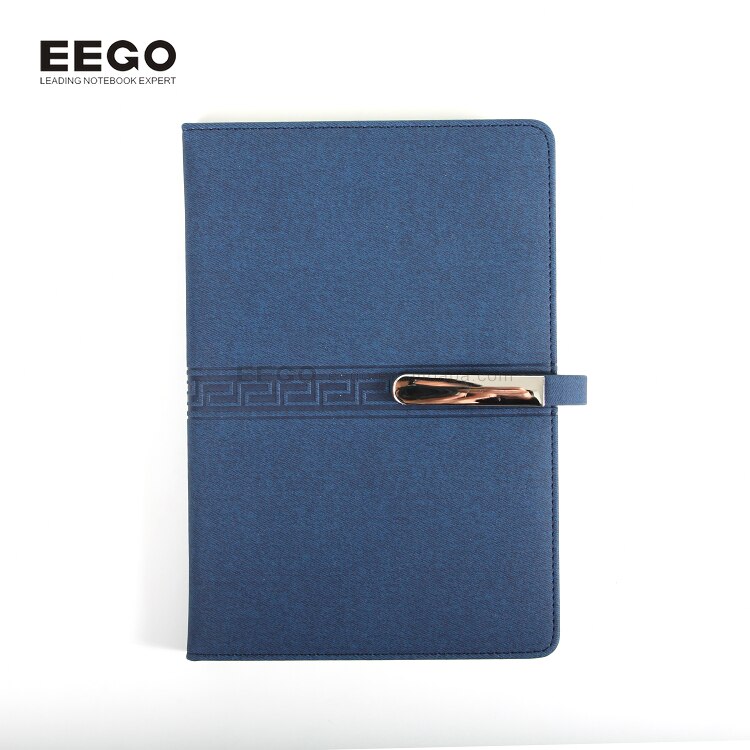 Metalen slot leren notitieboekje met pennenset zacht dagboek merklogo dagboek planning planner, dik papier met 200 gelinieerde pagina's: Blauwe kleur
