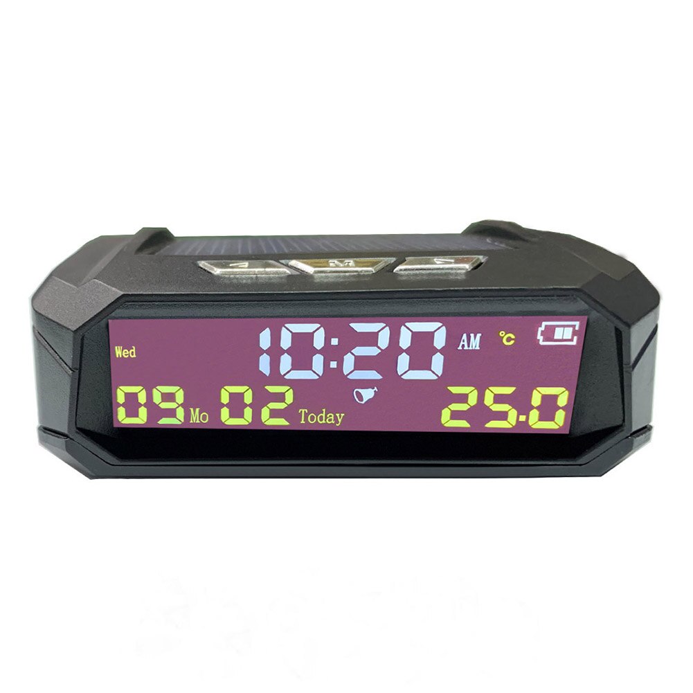 Reloj Digital portátil Solar del coche con LCD Fecha de hora indicador de la temperatura para coche Panel Metro pantalla accesorios de Interior de coche