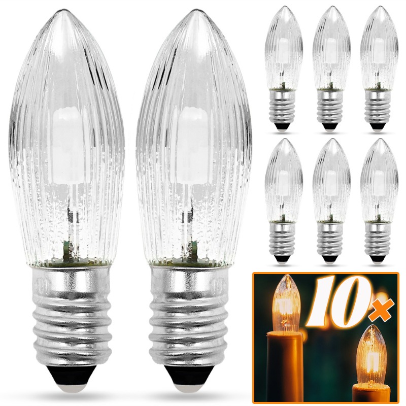 10PCS LED Gloeilamp E10 Warm Wit Edison Retro Kaars Gloeilampen Glazen Lampen Taps Kaarsen Vervanging Lampen
