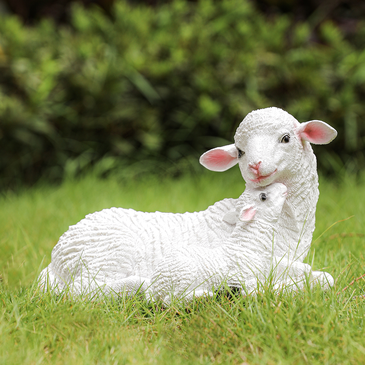 2 pçs estatueta de resina cordeiro ornamento decoração para jardim farmyard cordeiro artificial mãe bebê ovelhas esculturas ao ar livre para jardim: Default Title