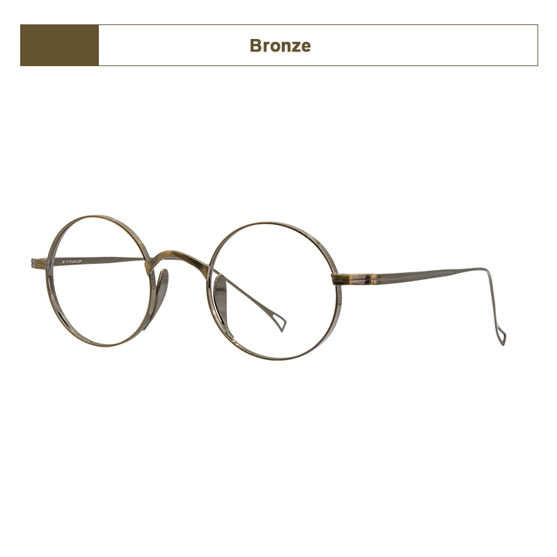 Montatura per occhiali rotondi in puro titanio stile coreano da uomo occhiali da vista ultraleggeri fatti a mano montature per occhiali di design di lusso: giallo