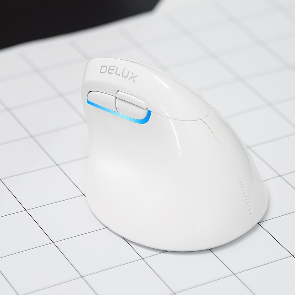 Delux  m618 mini gx hvid 2.4 ghz ergonomisk lodret mus trådløs lindre håndledstræthed 1600 dpi små og søde lodrette mus: Default Title