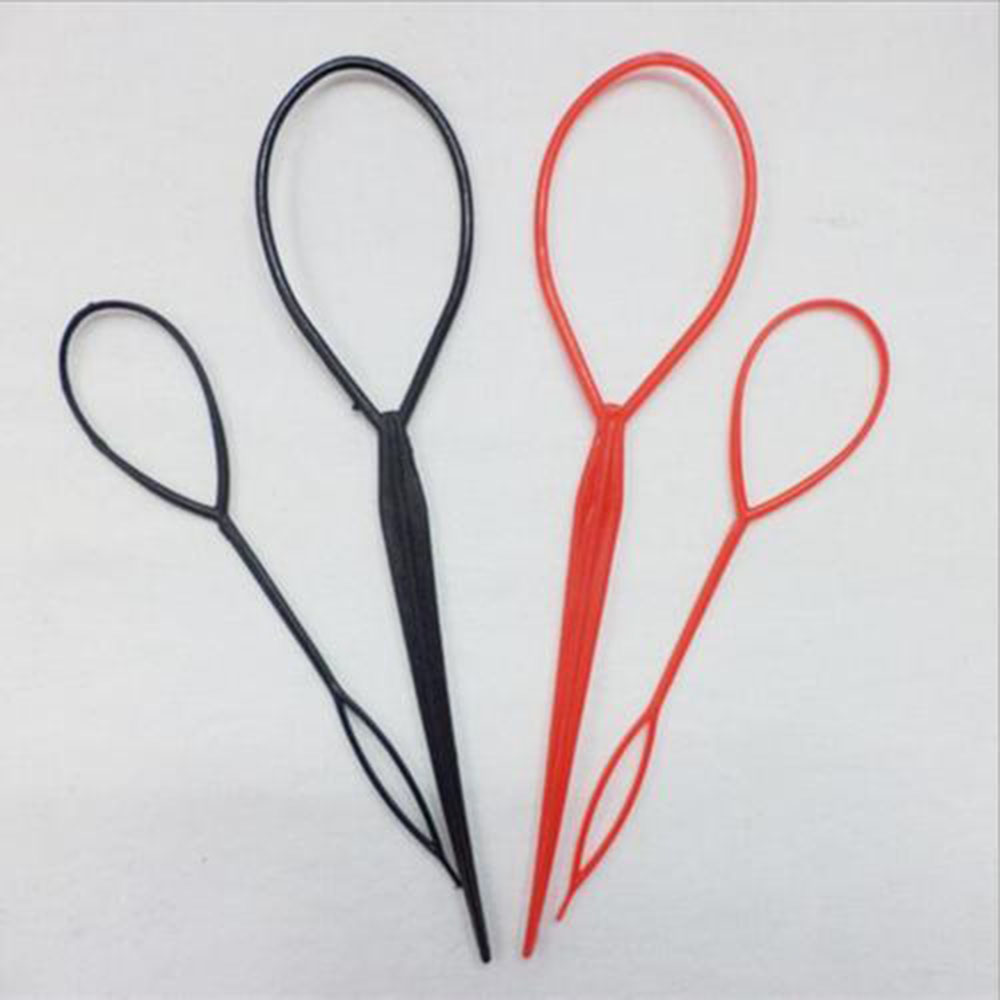Popular 2pcs Ponytail Creator Plastic Loop Styling Tools Black Topsy Pony topsy Tail Clip Hair Braid Maker Styling Tool