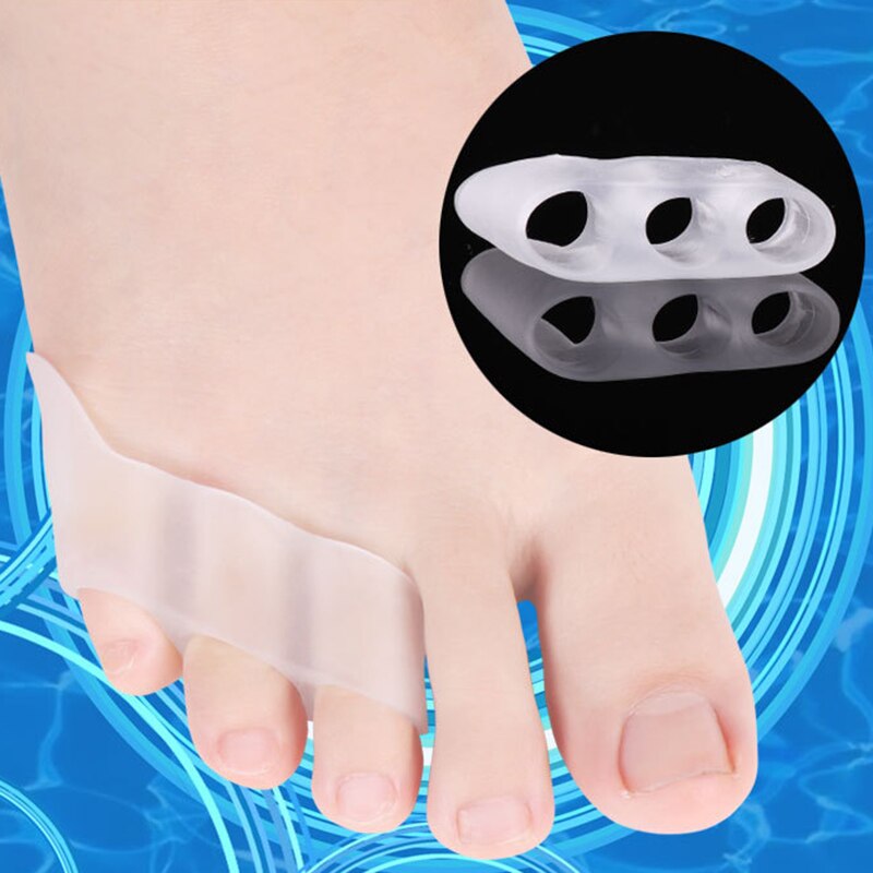 Corrector 1 Par De Três Buracos Pequeno Toe Varus Toe Splitter Toe Corrector Proteção Polegar Luva Protetora De Silicone