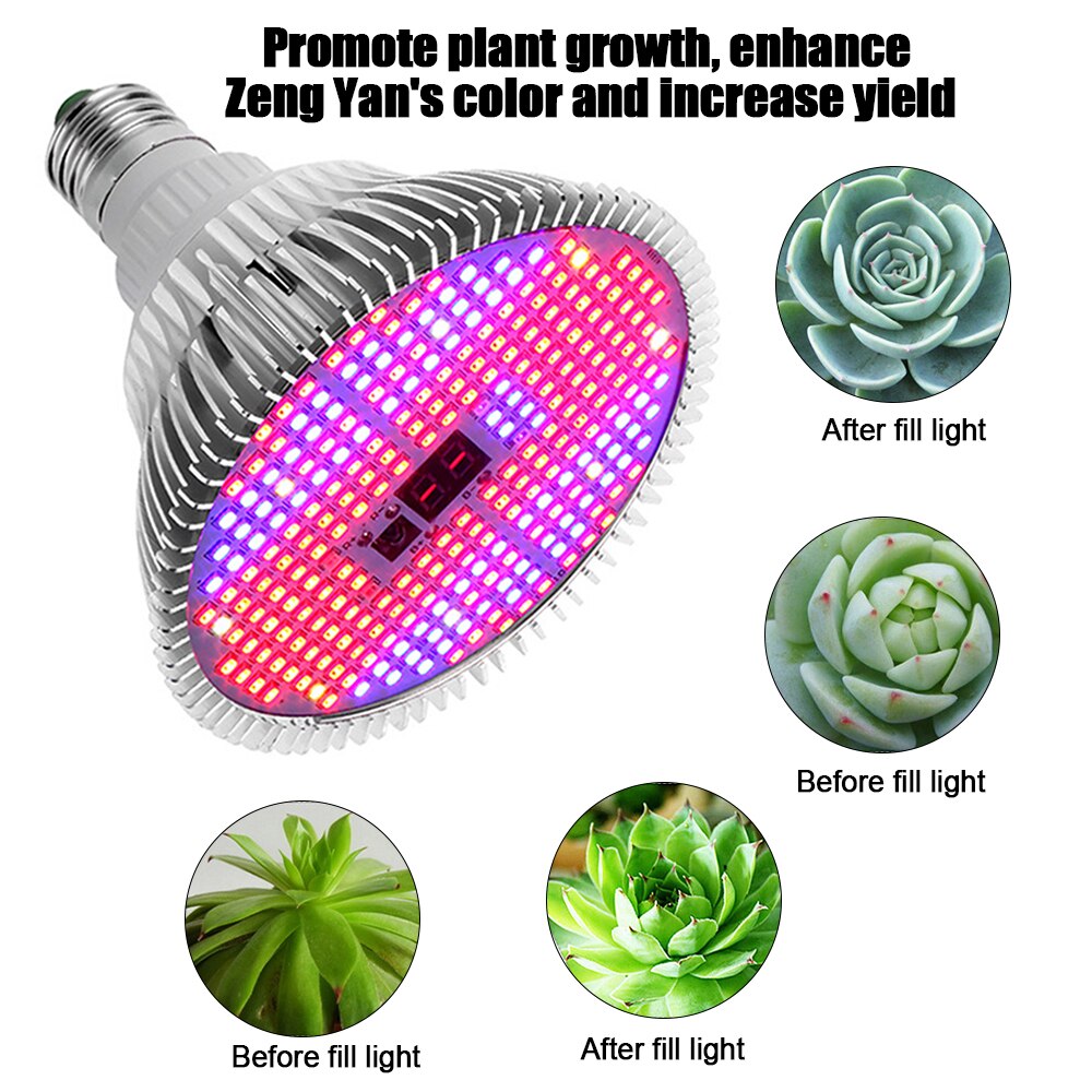 Ac100-265v 100w førte plantevækstlampe timing intelligent fjernbetjening pære lampe saftige planter fylde lys vokse lys  e27