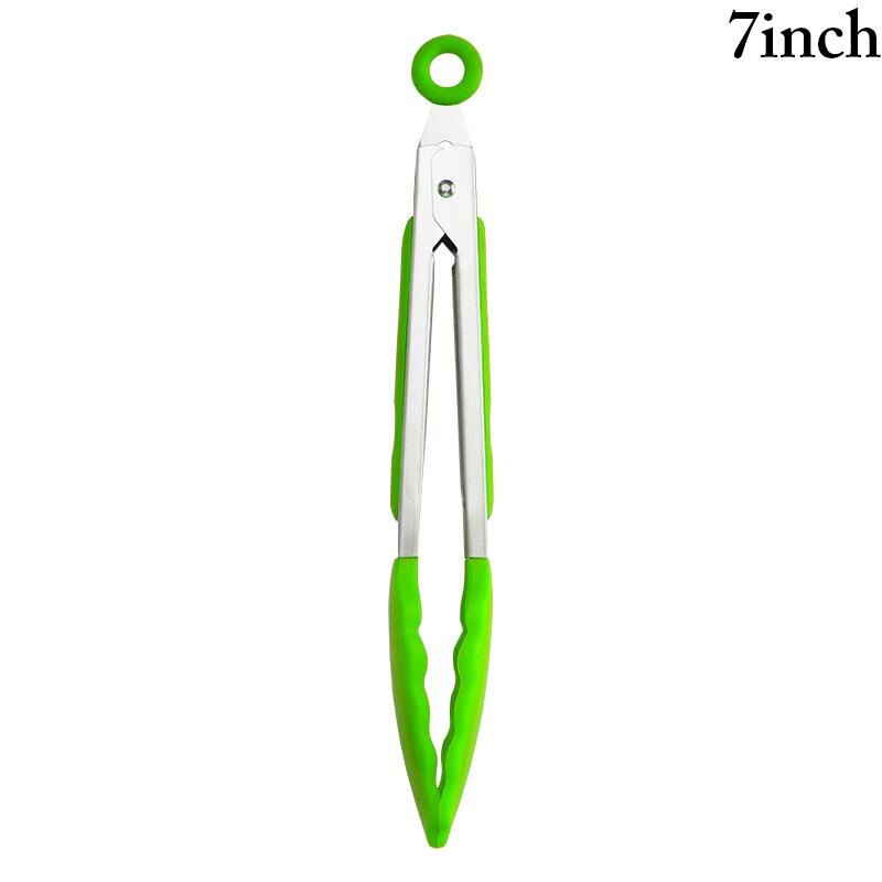 Justdolife-Pinza de cocina de silicona para alimentos utensilios resistentes al calor, pinzas para cocinar, accesorios, utensilios para servir ensalada y barbacoa: Green