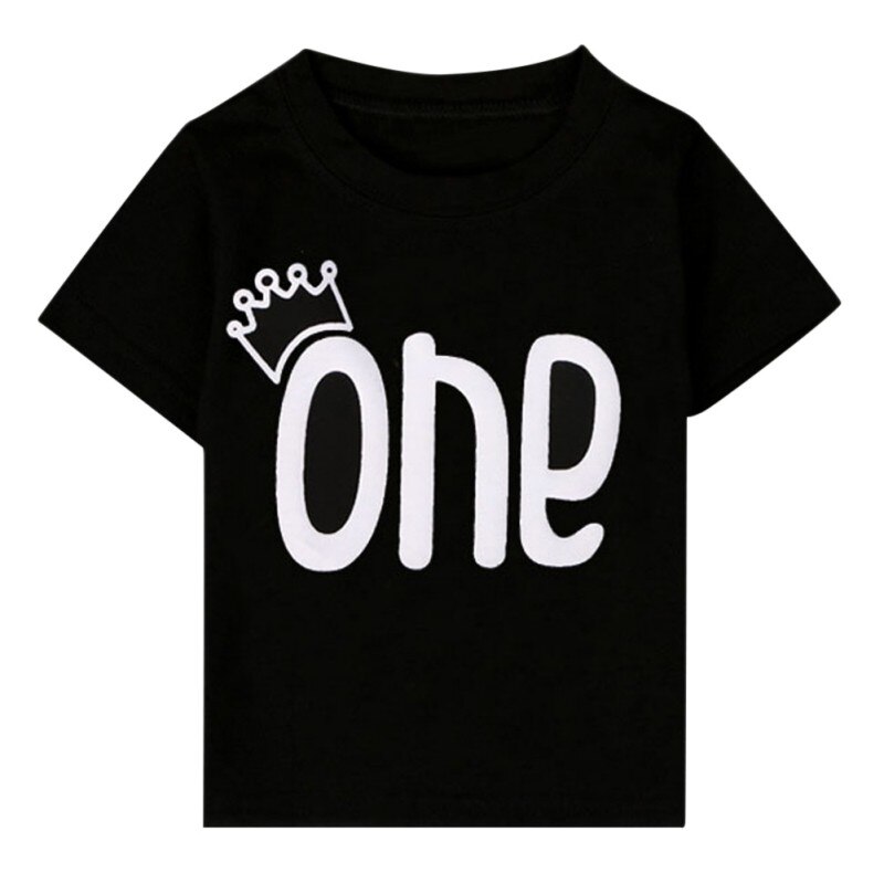 2018Summer Black Letter Print Tees Baby Boys Girls Clothes Short Sleeve T- Shirt Cotton Tees Tops Clothing: 6M