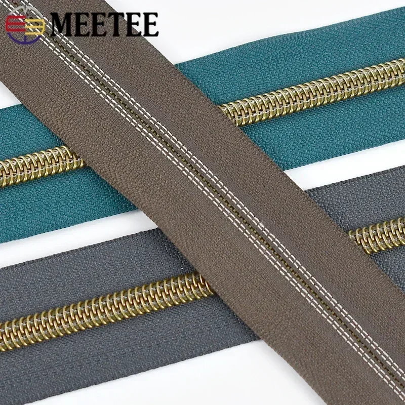 Cremallera de nailon con dientes de bronce, cinta colorida, cremalleras abiertas, Kit de reparación de ropa, accesorios de costura DIY, 5/10/20/30/50M, 5 #