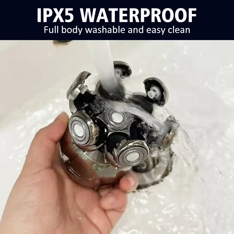 5-in-1-Elektrorasierer für Glatze Männer, 7D-Schwimmschneider, Bartschneider, Haarschneidemaschine, IPX5, wasserdicht, Rasieren, USB, kabelloses beladen