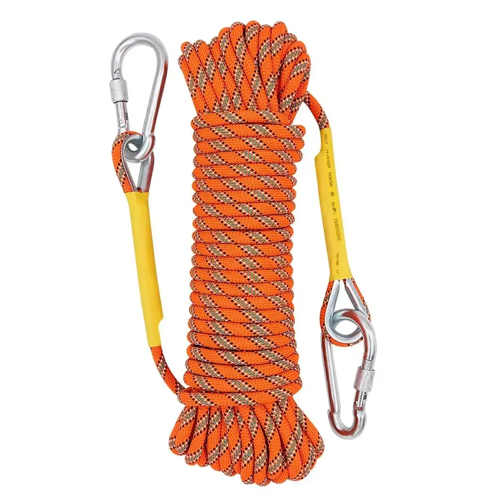 Tomshoo cuerda de escalada de 10mm 10M/20M/30M cuerda de escalada estática al aire libre rescate seguridad contra incendios Escape escalada cuerda de emergencia: YELLOW