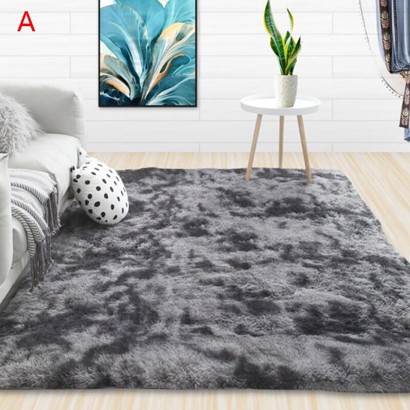Plush Carpet for Living Room Fluffy Rug Thick Bed Room Carpets Anti-slip Floor Gray Soft Rugs Tie Dyeing Velvet Kids Room Mat: A