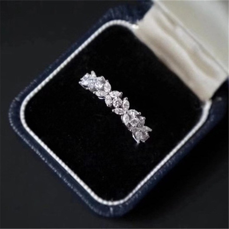 Cc vigselringar för kvinnor solid  s925 silver enkel enkel rad cubic zirconia temperament smycken ring  cc3118