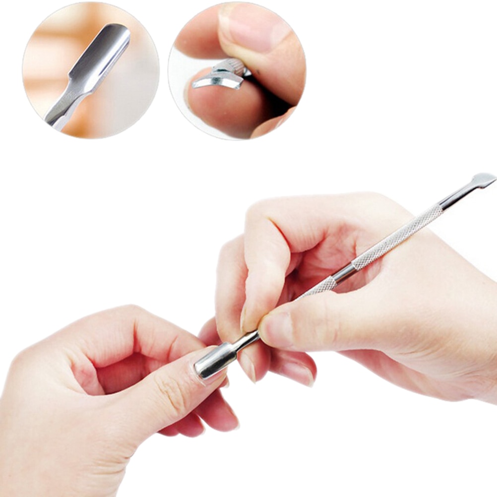1Pc Cuticle Pusher Trimmer Nail File Cuticle Lepel Remover Manicure Trimmer Cuticle Pusher Rvs Nail Gereedschap