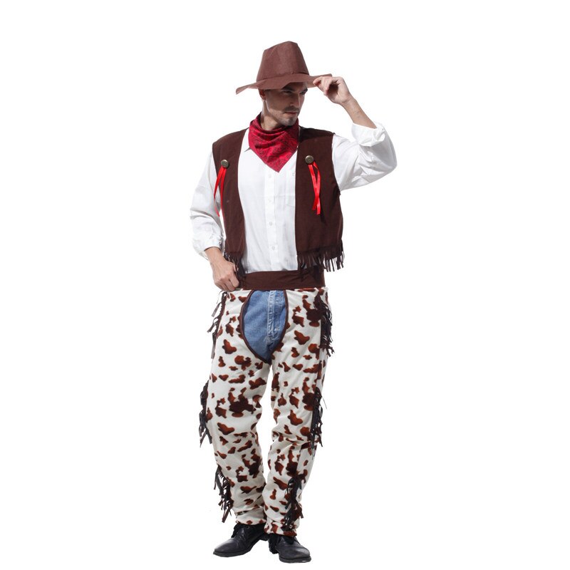 Heren cowboykostuum, chaps cowboys indianen outfit, halloween purim feest, carnaval cosplay