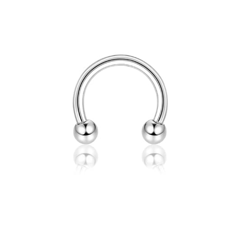 Drperfect Septum Clicker Ring Rvs Opaal Kraakbeen Helix Tragus Hoepel Daith Oorbellen Neusringen Hoepel Piercing Sieraden: WHITE / Antique Silver Plated