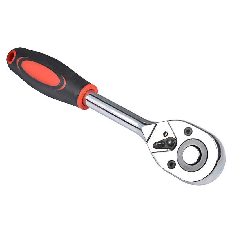 Ratchet Wrench for Socket 24 Teeth Chrome Quick Released Ratchet Handle and Extension Bar (1/4 Inch Wrench 155mm Length)