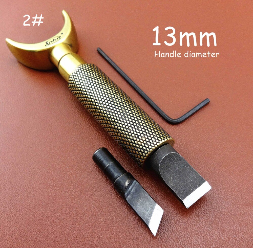 1 setti 13mm litteä+kulmaterä nahkakäsityö kaksoislaakeri kääntyvä kaiverrus leikkuri veitsi työkalu leima rei'itys taltta reunan rypytysura