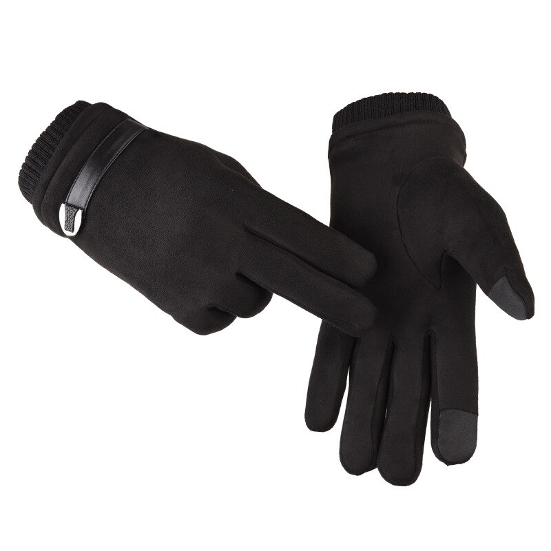 Heren handschoenen, suède leer, zwart grijs, halve vinger, elastische handschoenen, outdoor fietshandschoenen, winter warme handschoenen, 033 stuks
