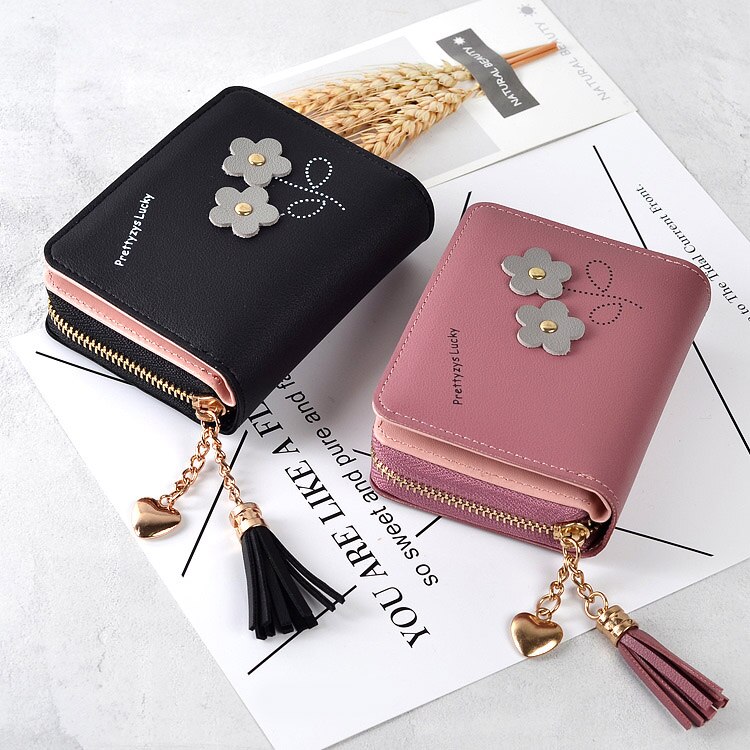 Women Wallets Brand Candy Colors Lady Purses Flower Clutch Zipper Coin Purse Wallet Cards ID Bag Woman Moneybag