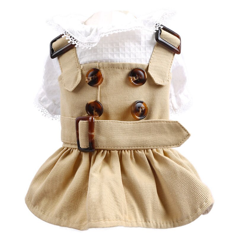 Vestido de boda de lujo para perro, vestidos de verano para mascotas para perros pequeños caqui, Chihuahua Shih Tzu, disfraces, falda para perrito, vestidos para perros: XS