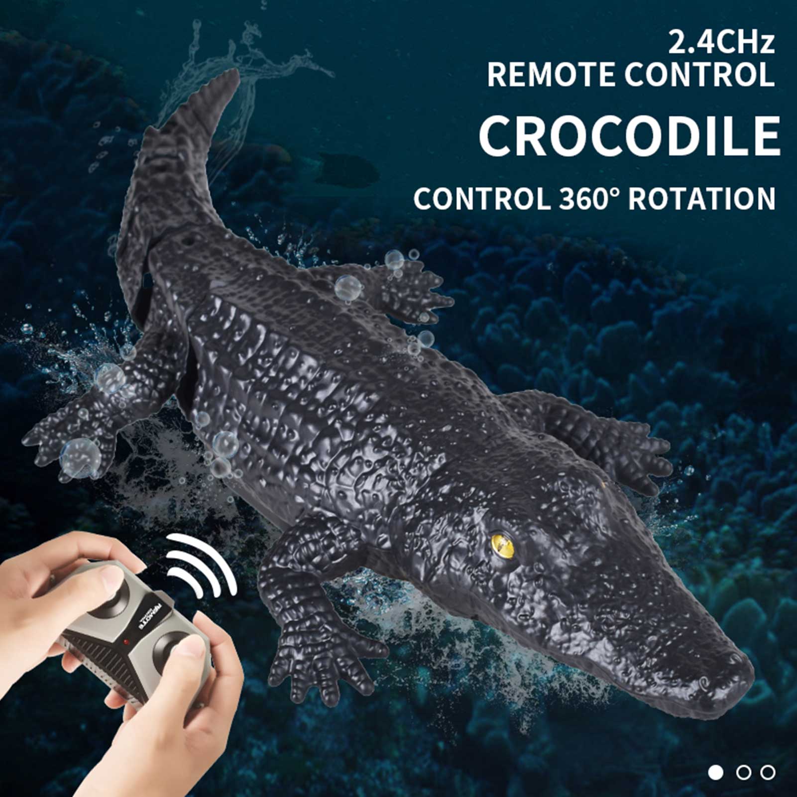 2.4G RC Crocodile Boat Underwater Animal Toys Waterproof Realistic Swing Tail Electric Crocodile RC Boat Toy Pond Poo Decor