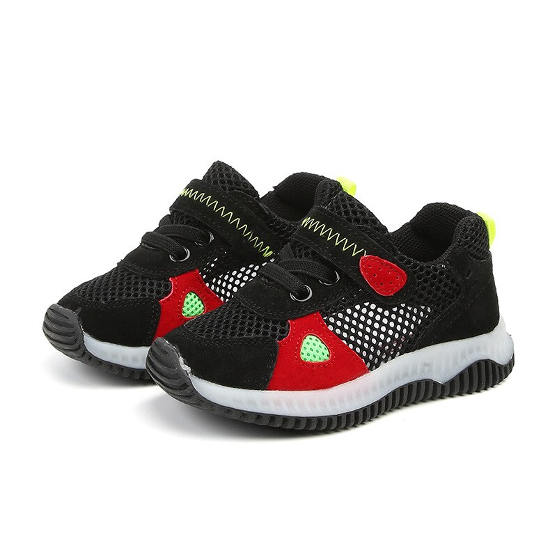 Zapatos Deportivos informales para niños y niñas, zapatillas de malla transpirables, a la , para primavera y otoño: Negro / 25