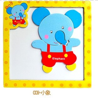 Holzspielzeug 3D Magnetische Puzzle Holz Baby Spielzeug Tiger/Bär Frosch Cartoon Tiere Kühlschrank Magnet Pädagogisches: Elephant