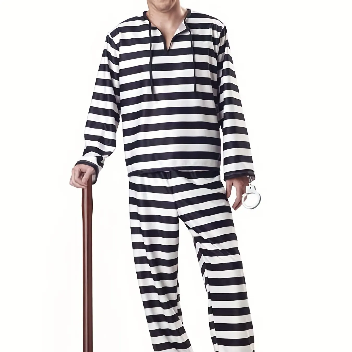 High Stretch Prisoner Costume for Makeup Party stage Performance ClothingMen's Party Costume: XS / WHITE