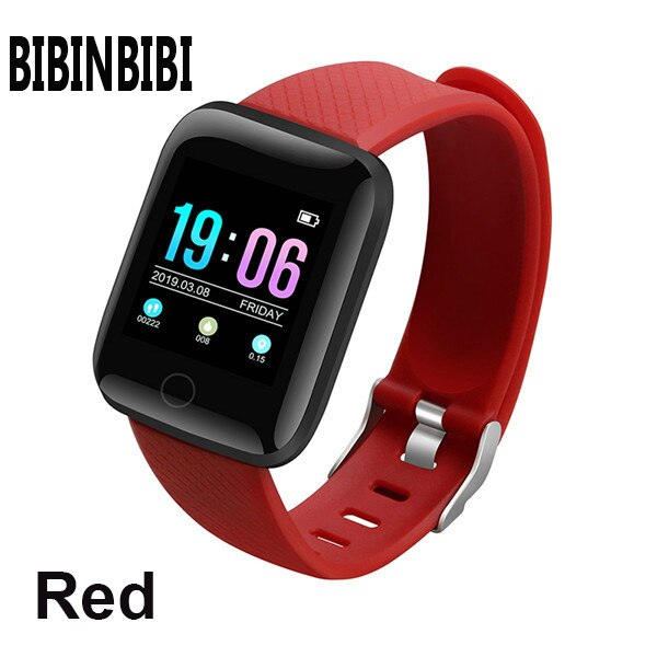 montres numériques hommes ou femmes montre intelligente pression artérielle étanche moniteur de fréquence cardiaque Fitness Tracker Sport fitness montre: Rouge