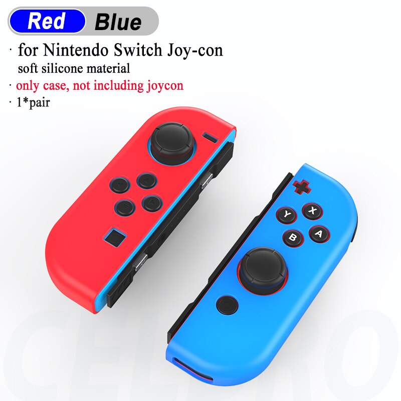 Caja de 1 par para Nintendo Switch JoyCon Joy, control Con, cubierta de carcasa para NintendoSwitch, Joystick, reemplazo de protección: Red Blue