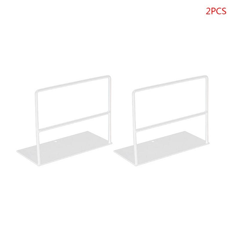1 Pair Wrought Iron Bookends Book Support Simple Desktop Office Magazine Stand K1AB: White