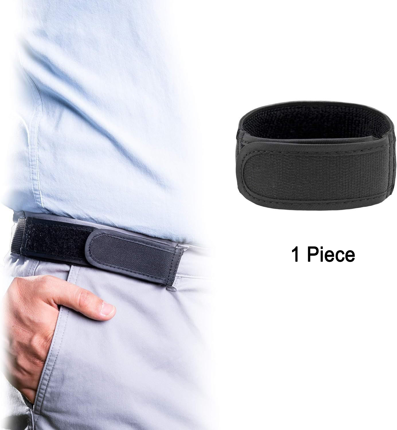 Ultrazachte elastische riemen zonder gesp Mode Comfortabele stijlvolle riemlus Gespvrije riem Unisex Gespvrije heupriemen Heren: Black / 75cm
