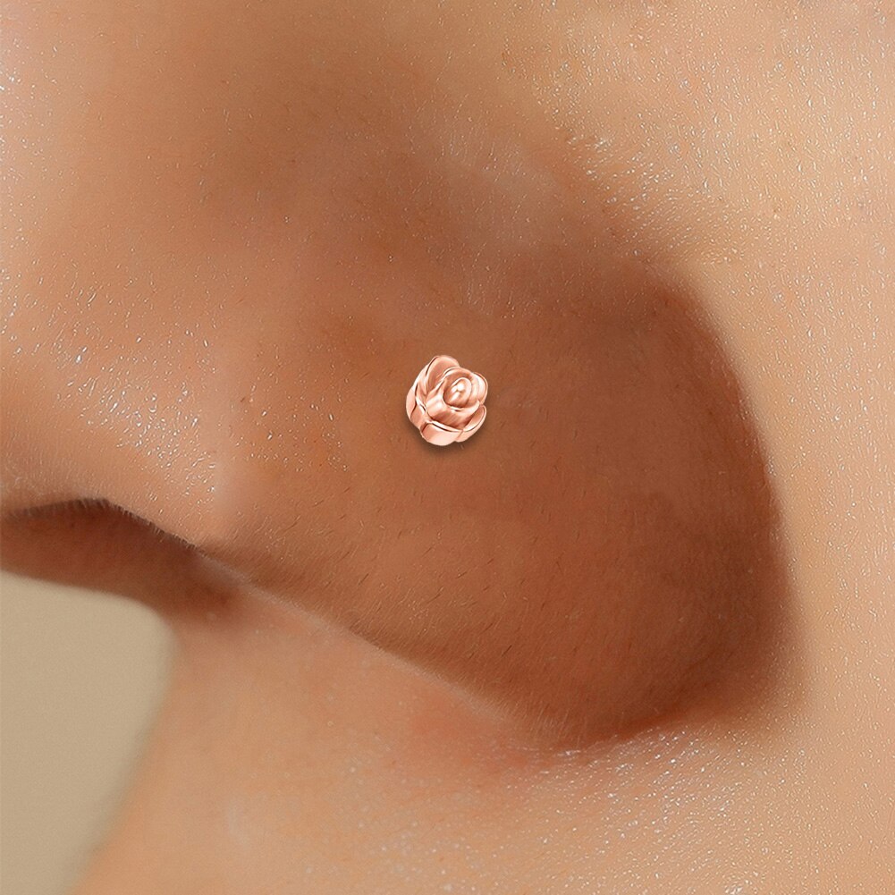 Roestvrij Staal Rose Bloem Neus Stud Set 20G L Vormige Neusringen En Studs Pack Rechte Neus Stud Lot piercing Nariz Bulk