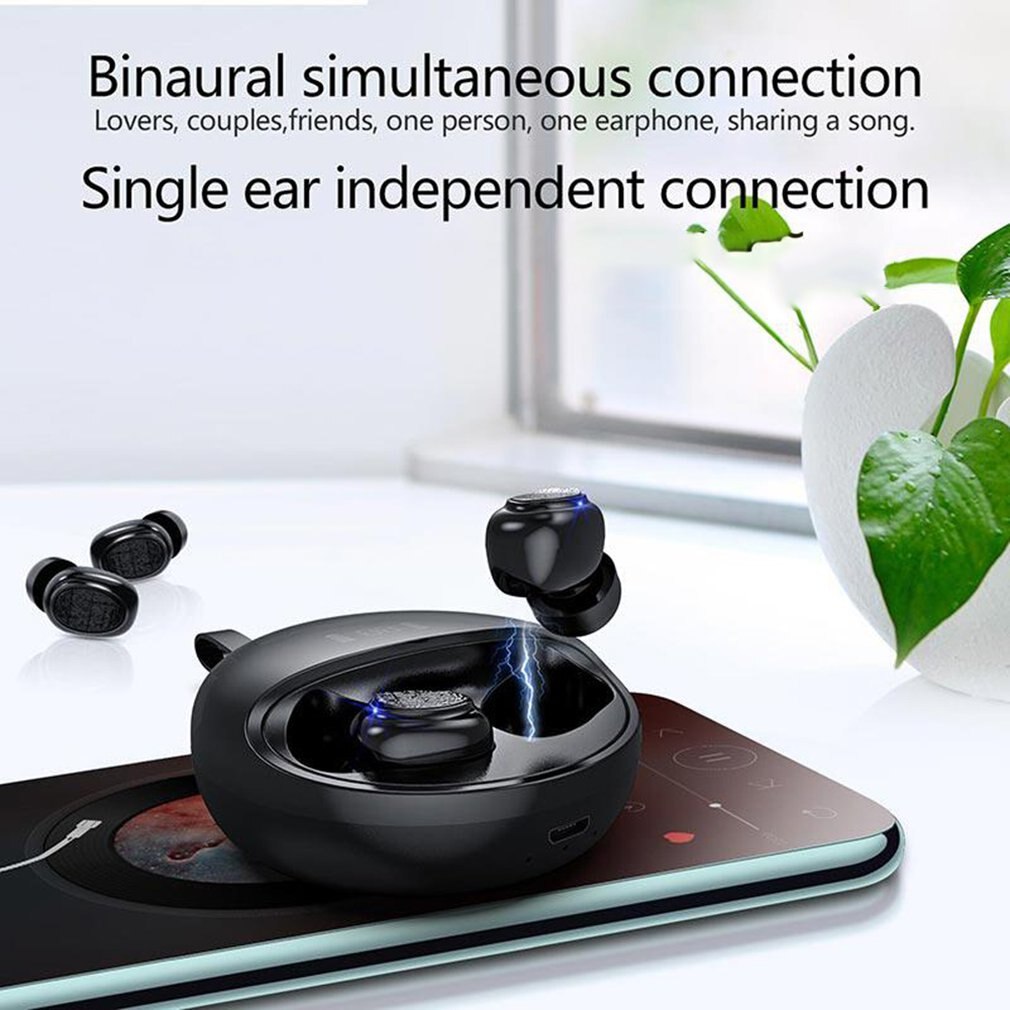 YH-03 black Earphones 360 Rotation Hifi Stereo 5.0 Earphones True Wireless Headset With Mic For Smart Phone