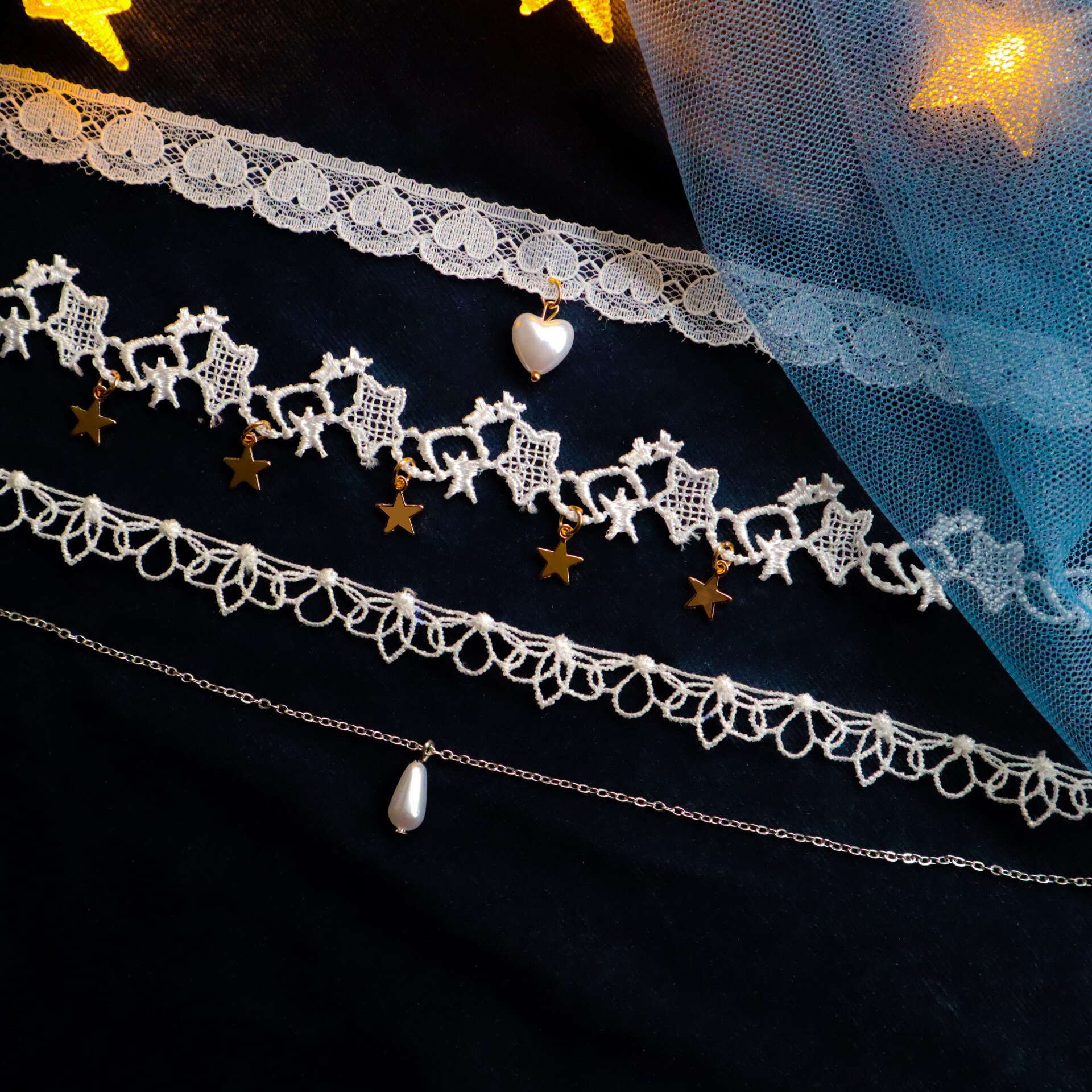 Lace Fairy Clavicle Choker Necklaces Bridal Pendant Jewelry For Women Wedding