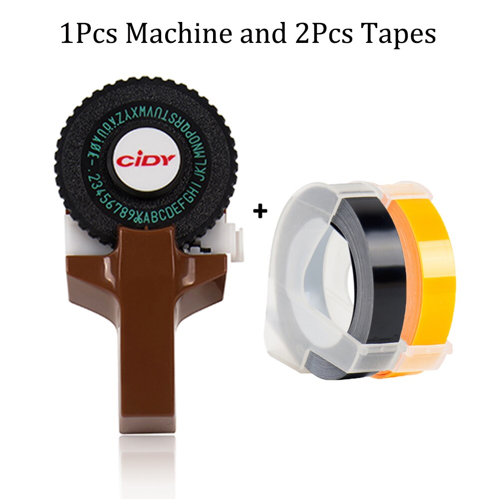 DIY Emobossing Lable Maker Manual 3D Embossing Printer Typewriter with 2 tapes for Dymo 12965 1880 Motex E101 Lettering Machine: Brown label printer